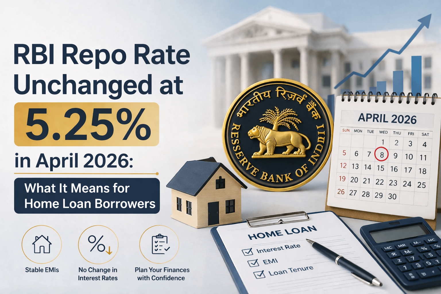 RBI Repo Rate Unchanged at 5.25% in April 2026: What It Means for Home Loan Borrowers