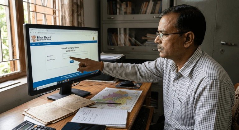 What Steps Do I Need To Follow To Check Land Registry Details In Bihar By Entering A Name?