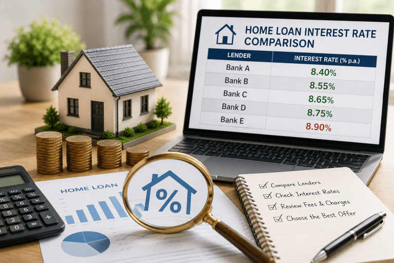 Comparing lenders to find the lowest home loan interest rate in India