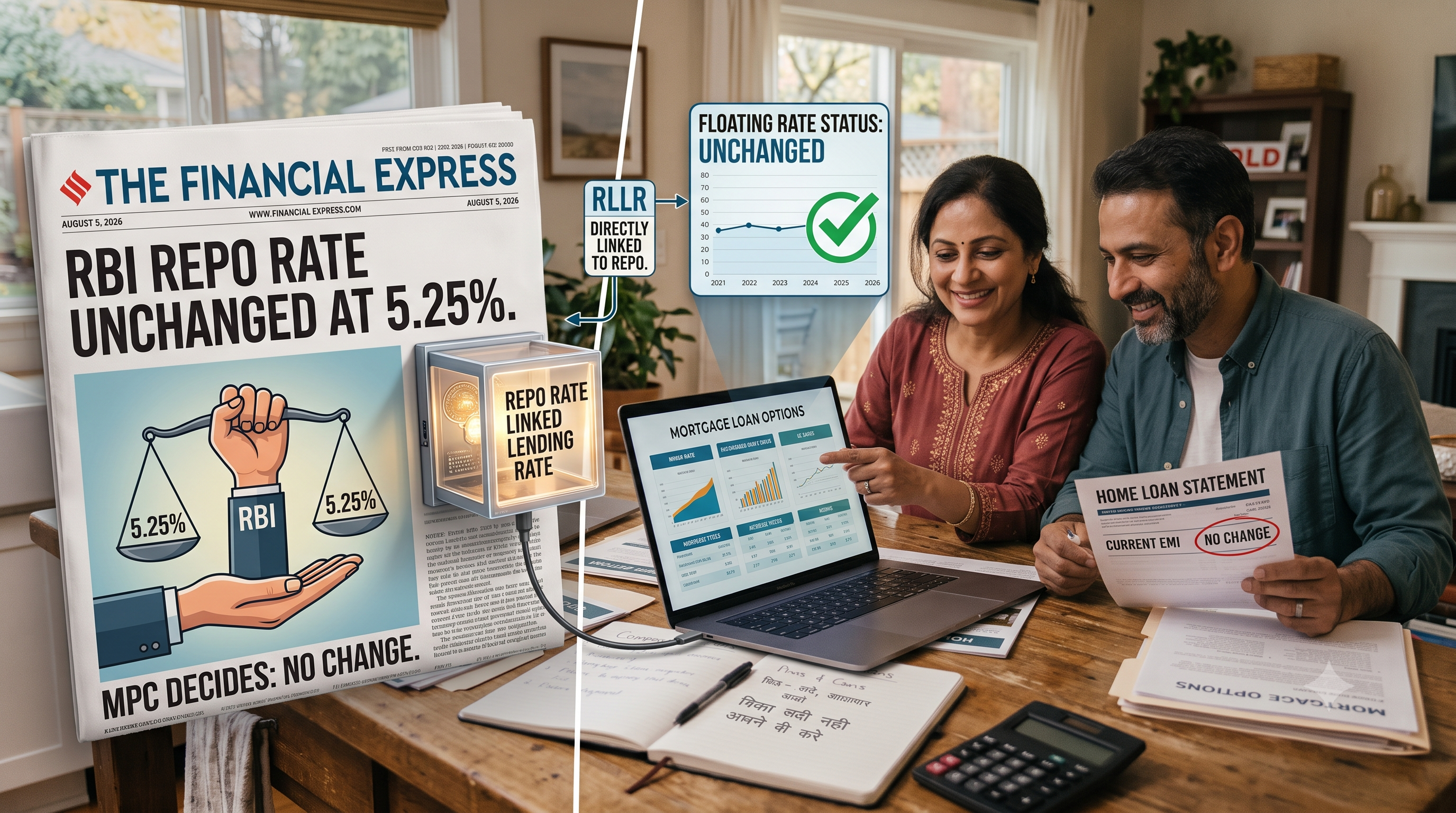 RBI Repo Rate Remains Unchanged at 5.25%; No Effect on Home Loan Floating Rate